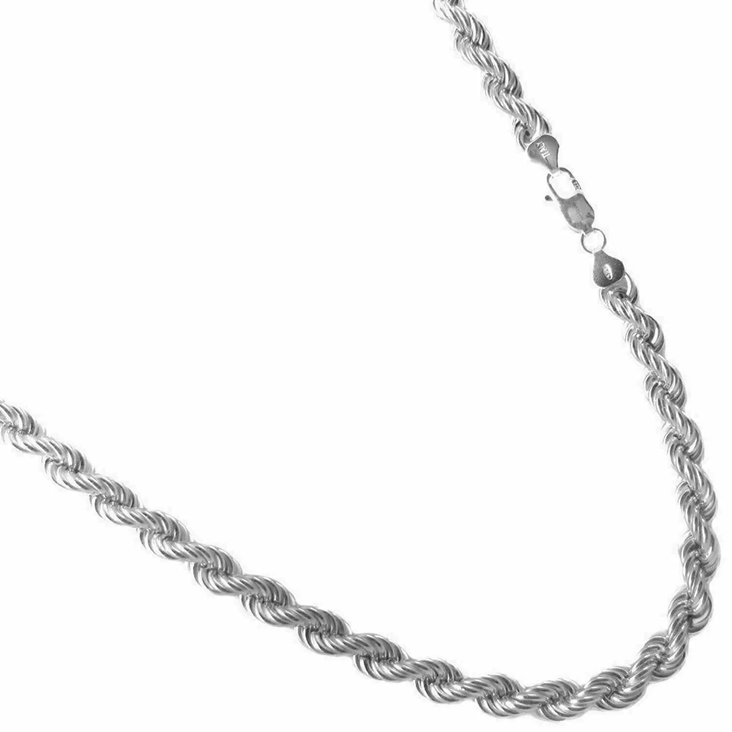 Solid 925 Sterling Silver Italian Rope Chain – 3.5mm Diamond-Cut Men’s Necklace