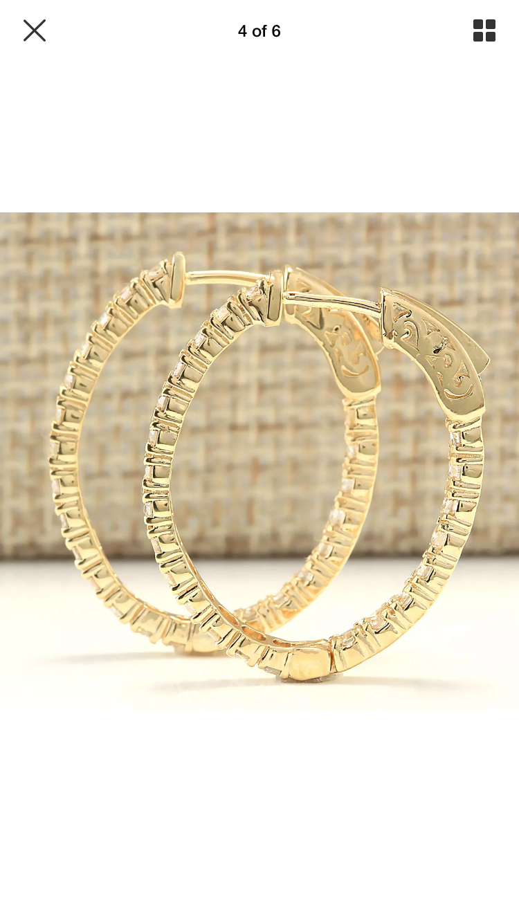 Diamond Inside-Out Hoop Earrings – 2.00 Carat, 14K Yellow Gold, 24mm certified LG