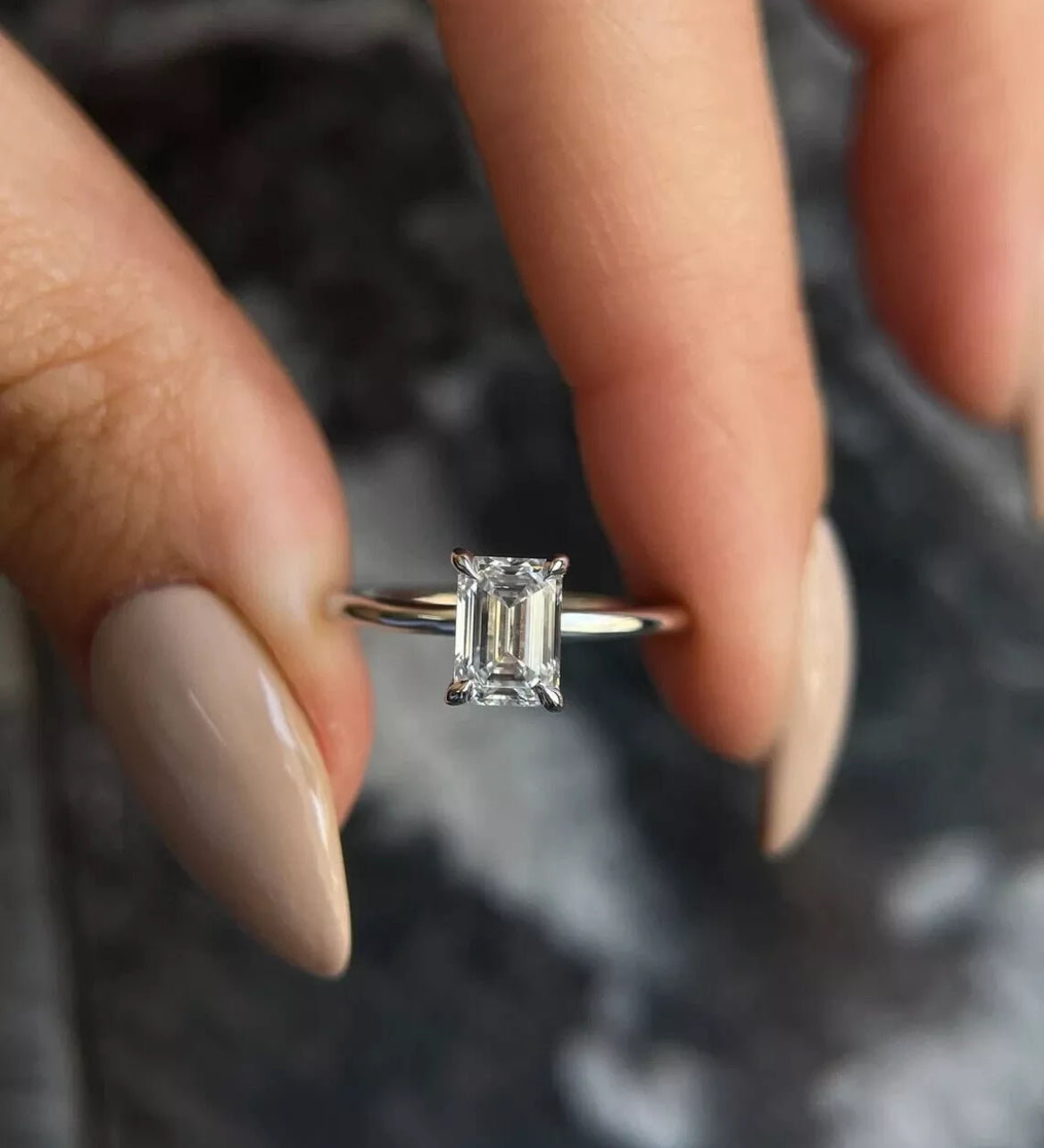 Certified 1.50 CT E/VS1 Emerald Cut Solitaire Lab Grown Diamond Engagement Ring