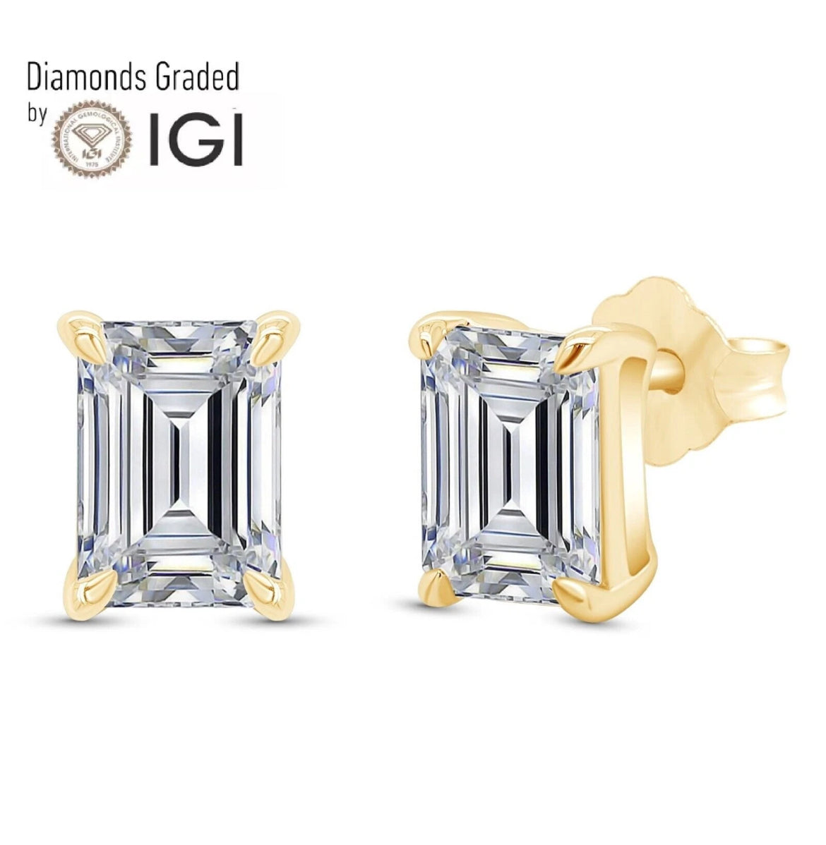 IGI Certified 1.00 Carat F VS1 Lab Grown Diamond Emerald Engagement Ring