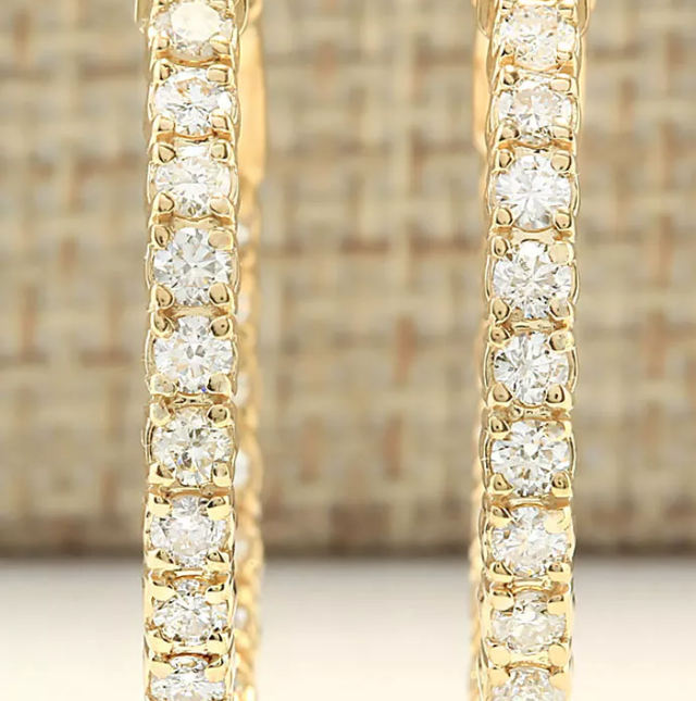 Diamond Inside-Out Hoop Earrings – 2.00 Carat, 14K Yellow Gold, 24mm certified LG