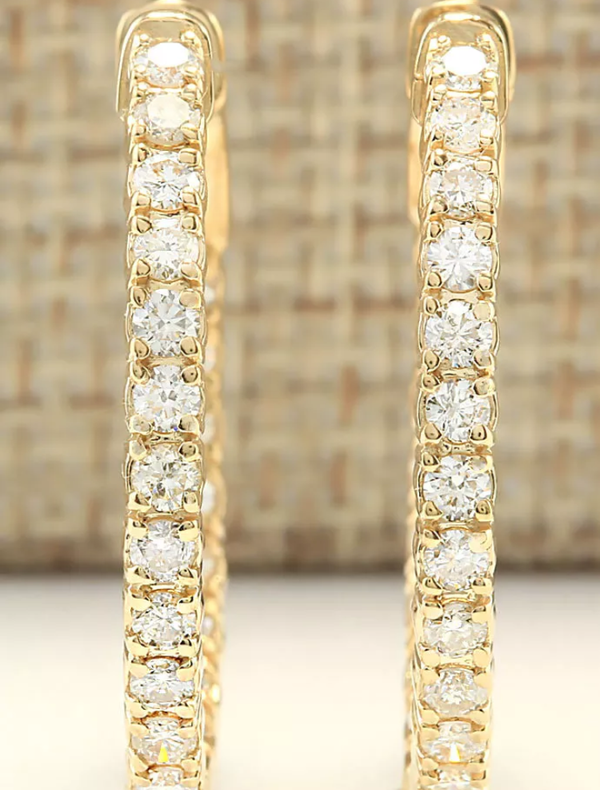Diamond Inside-Out Hoop Earrings – 2.00 Carat, 14K Yellow Gold, 24mm certified LG
