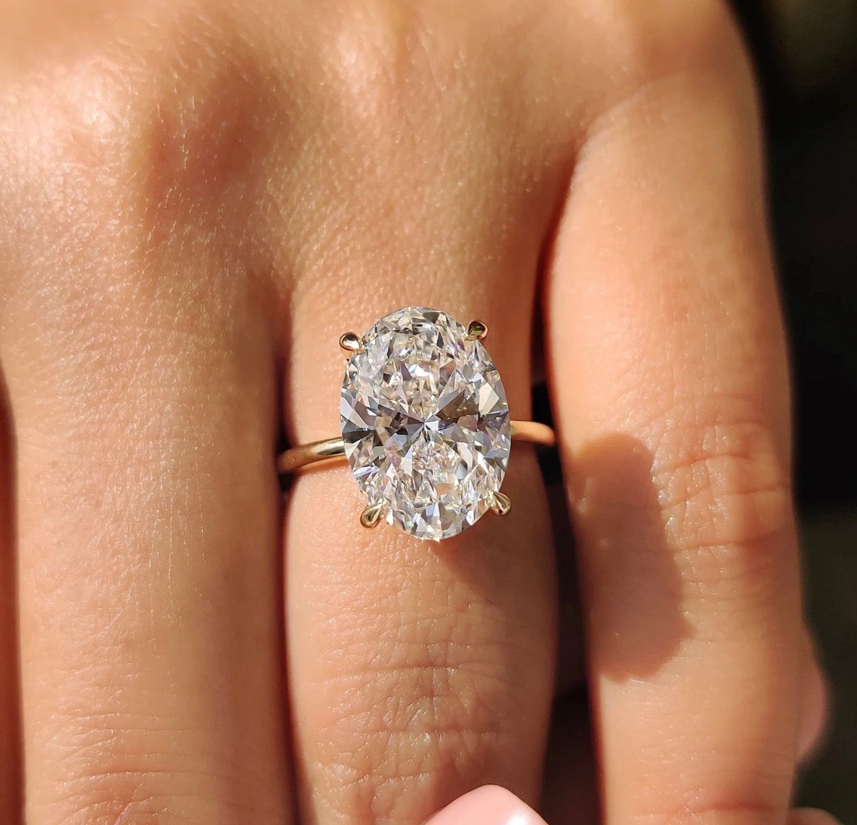 IGI Certified 5.07 CT Oval Cut Lab-Grown Diamond Hidden Halo Pave setting Engagement Ring in 14K Yellow Gold and white Gold