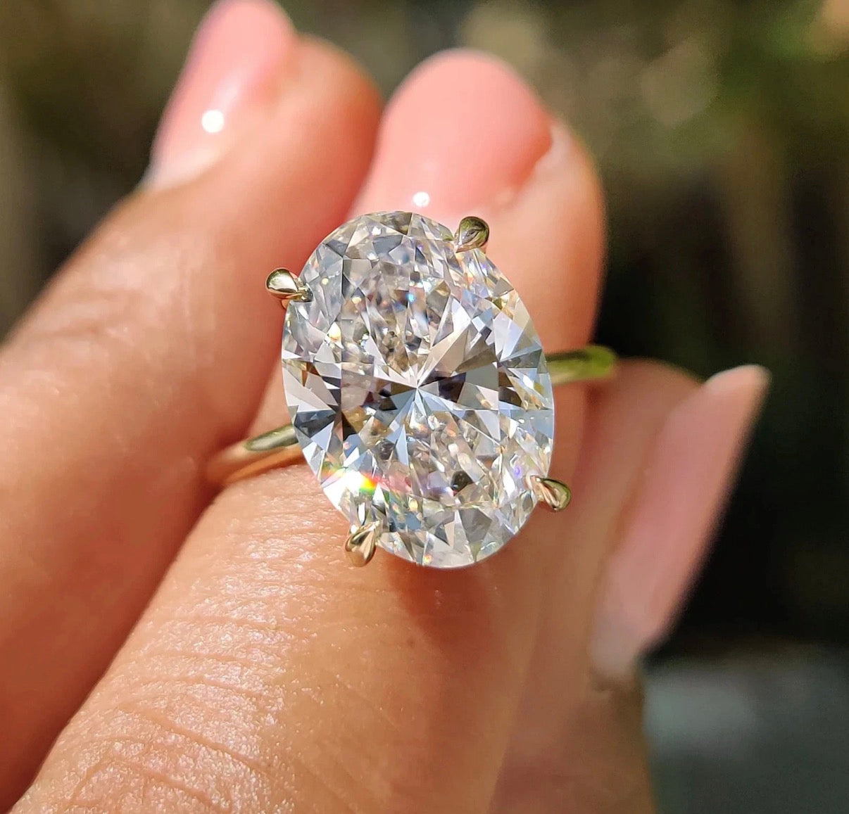 IGI Certified 5.07 CT Oval Cut Lab-Grown Diamond Hidden Halo Pave setting Engagement Ring in 14K Yellow Gold and white Gold