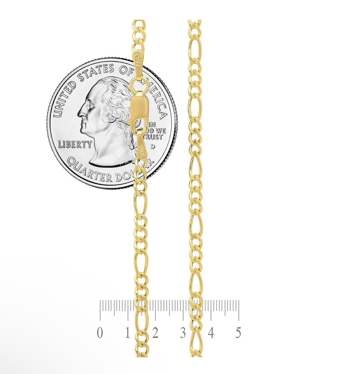 Solid 14K Yellow Gold Figaro Chain Necklace – 3mm
