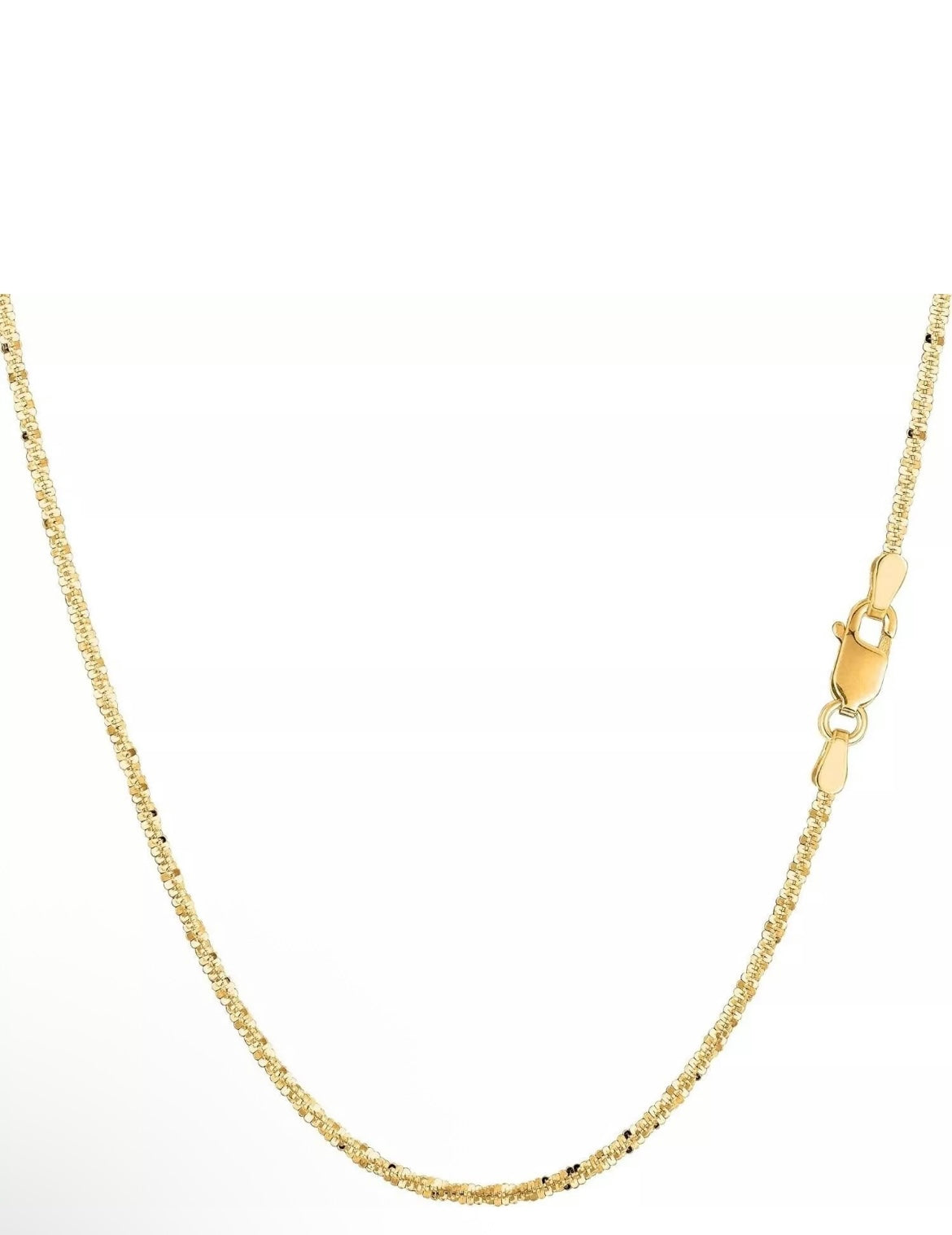 1.50mm Rock Sparkle Twisted Chain Necklace Real Solid 14K Yellow Gold