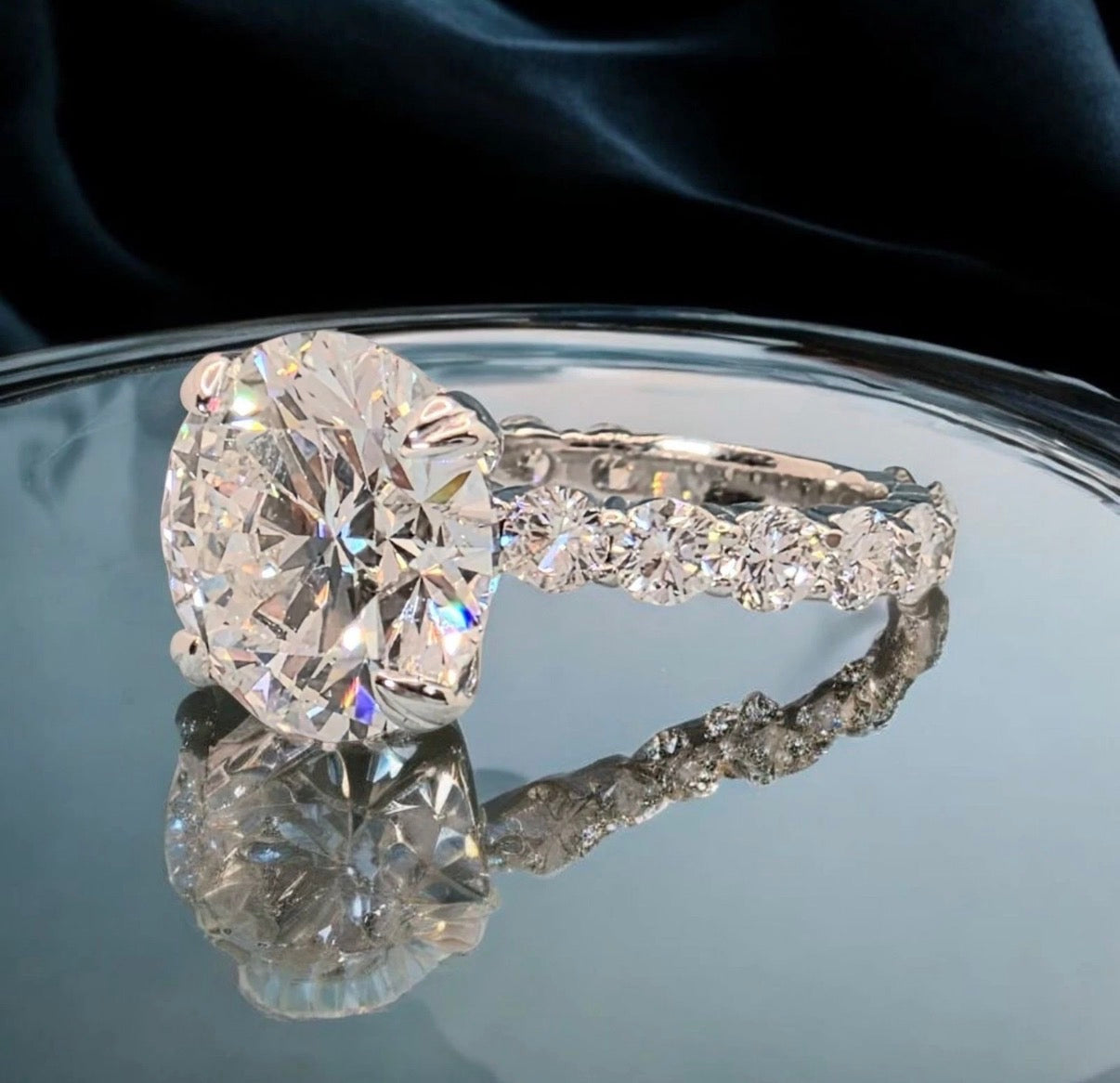5.00 CTTW Round Lab Grown Diamond Engagement Ring 4CT IGI Certified E VS1 14K Gold