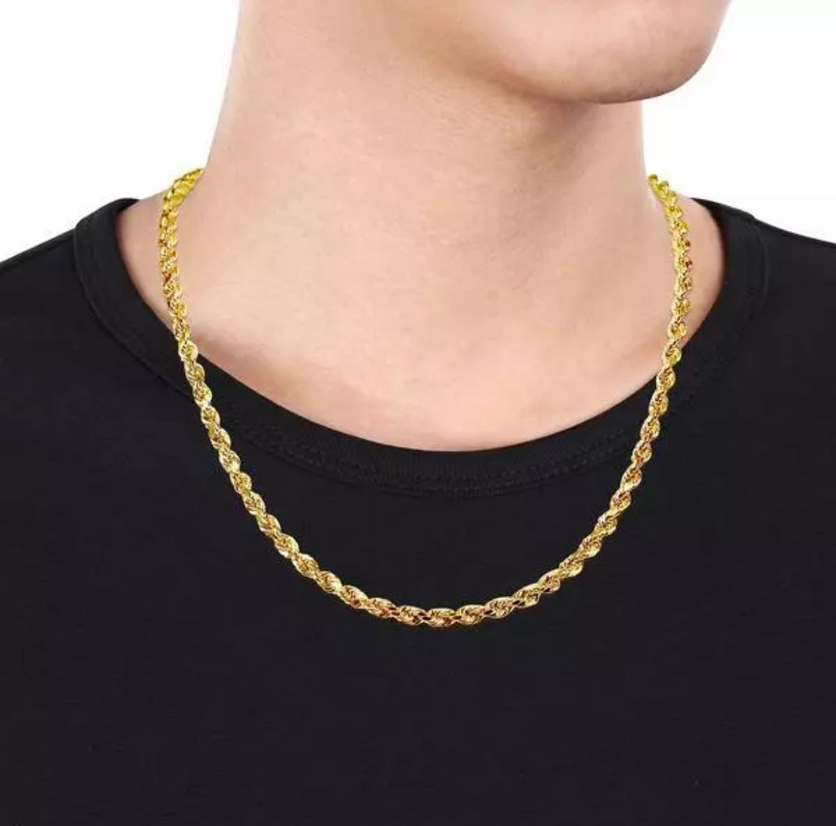 10K Solid Yellow Gold Necklace Rope Chain Women 16" 18" 20" 22" 24" 26" 28" 30"