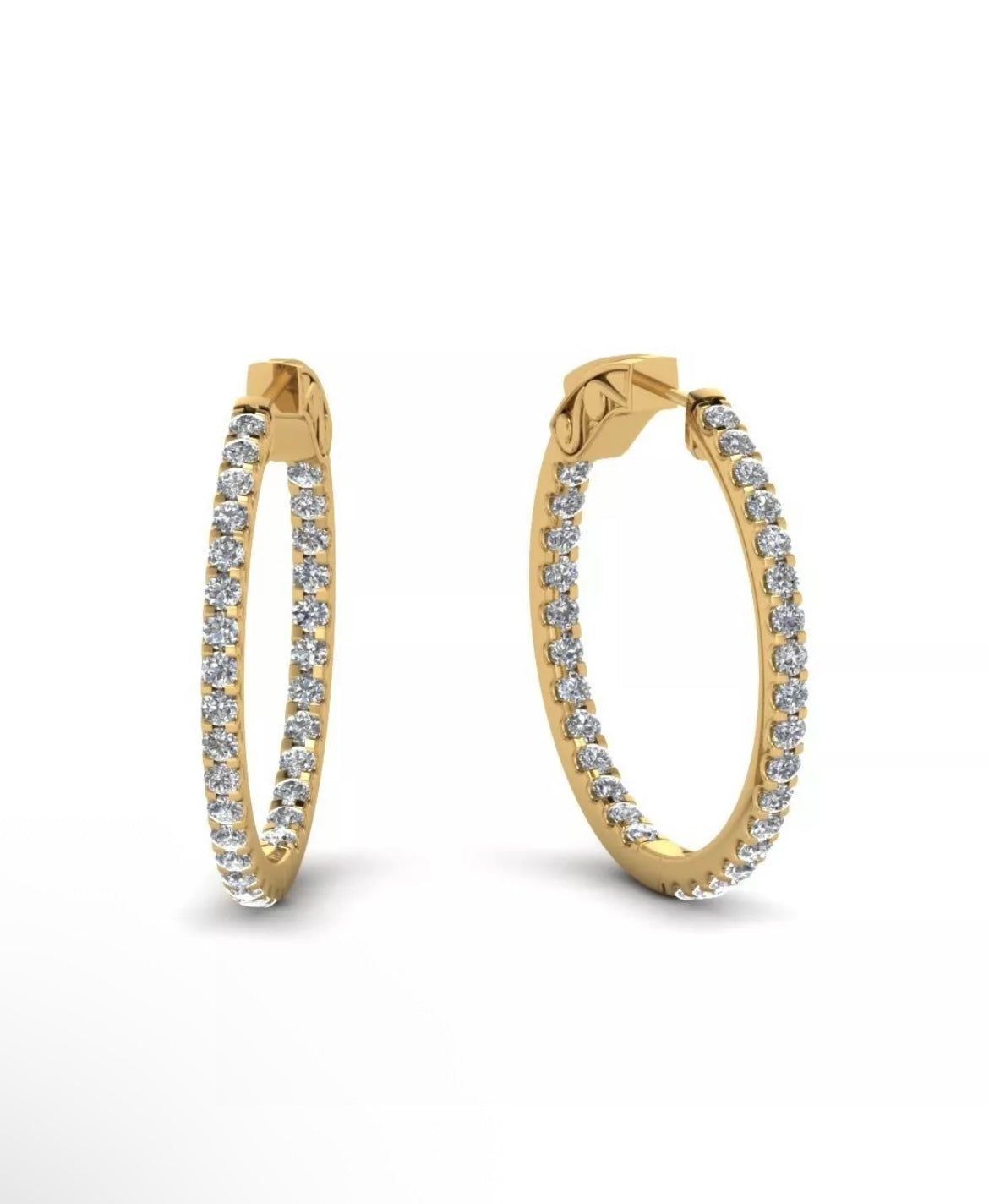 Lab-Grown Diamond Inside-Out Hoop Earrings – 2.00 Carat, 14K Yellow Gold, 24mm