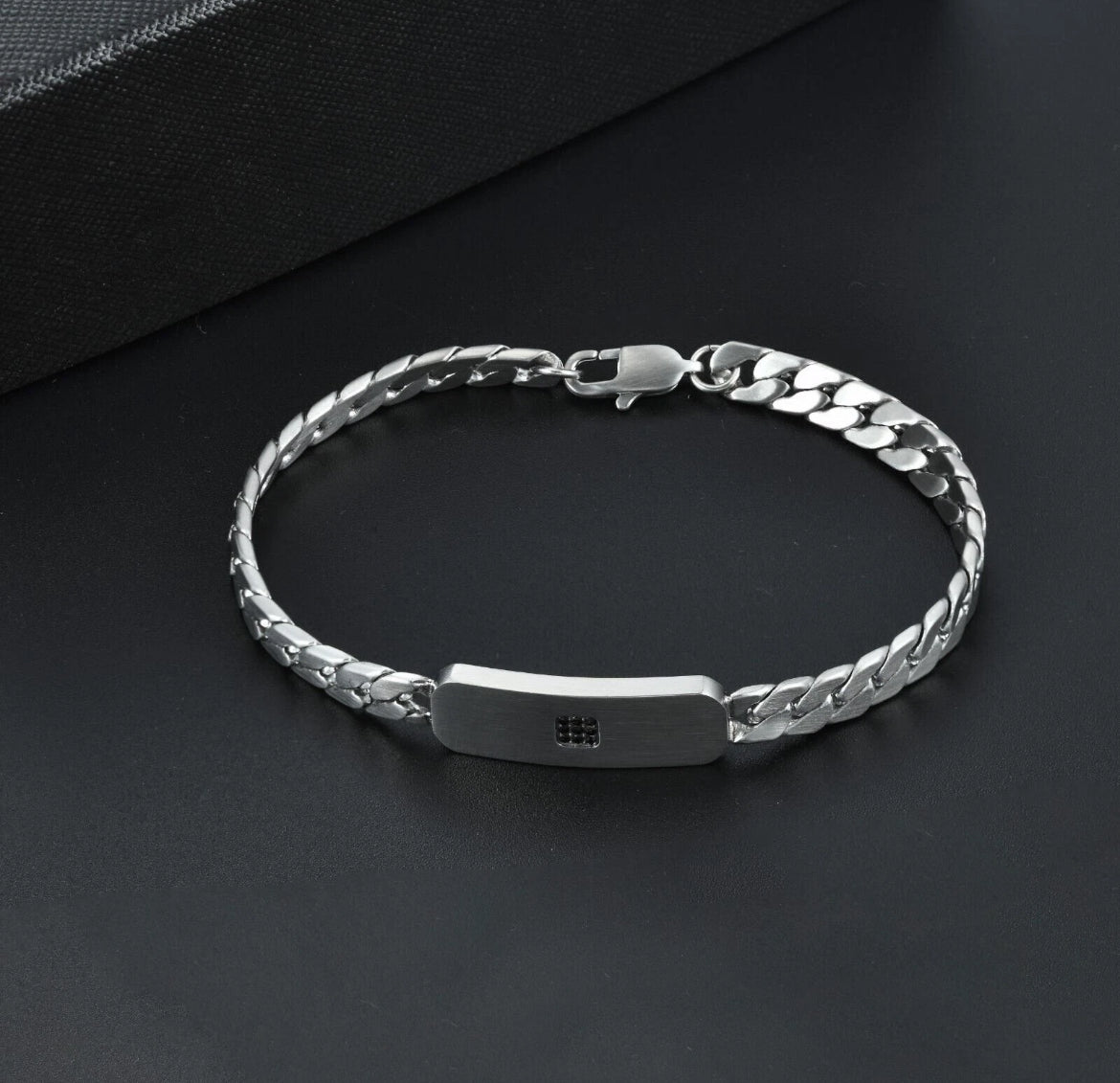 Stainless Steel 5mm Flat Cuban Curb Bar Bracelet ID, Men's 8.5"