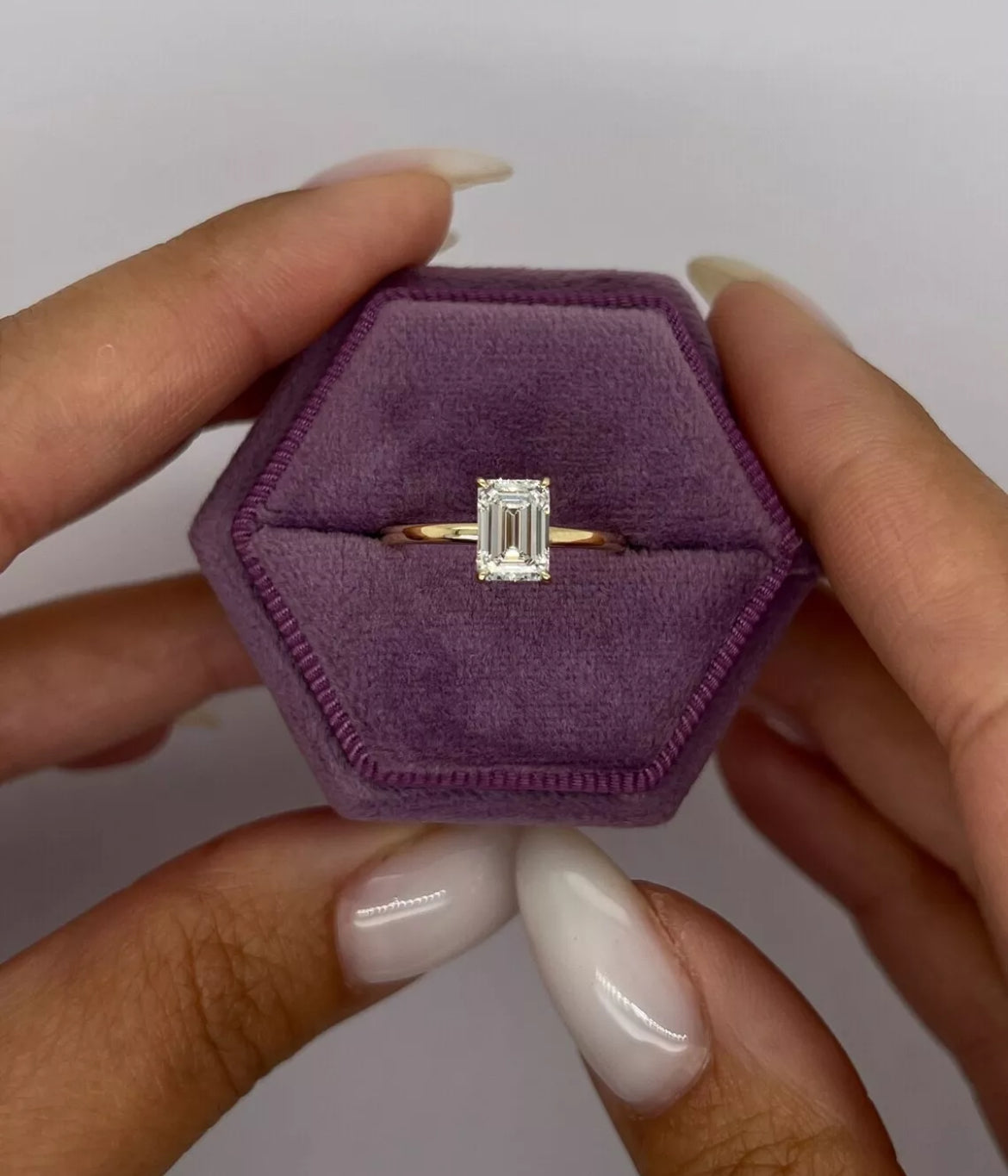 Certified 1.00 CT E/VS1 Emerald Cut Lab Grown Diamond Engagement Ring 14k Gold