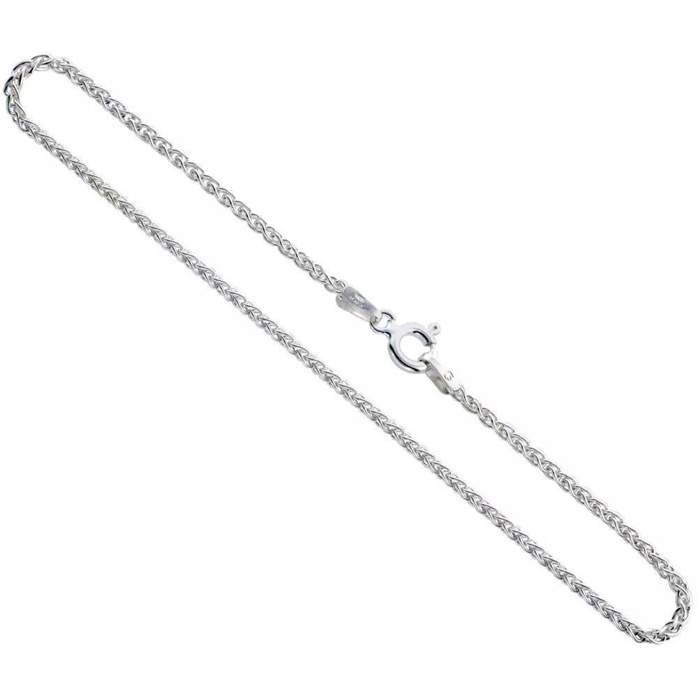 925 Sterling Silver 2mm Spiga Wheat Chain Necklace – Italy (16"–30")