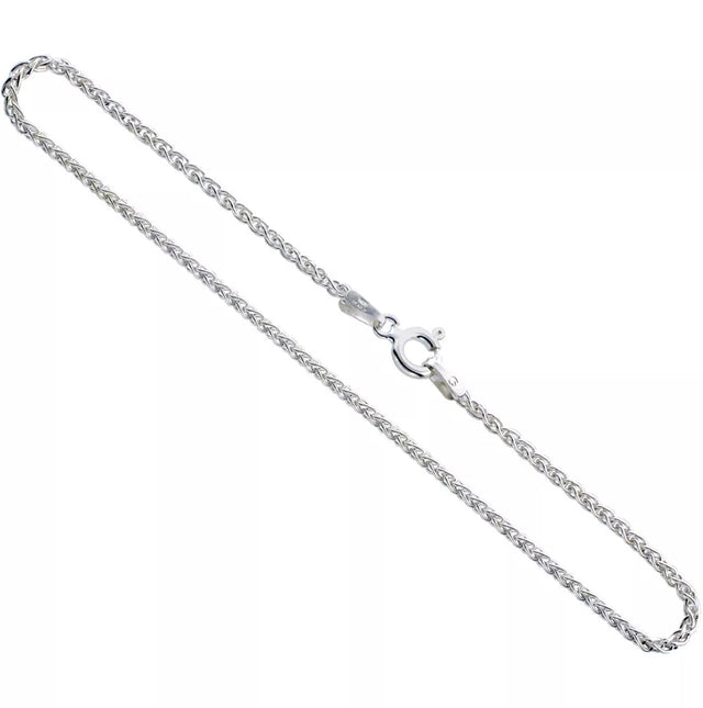 925 Sterling Silver 2mm Spiga Wheat Chain Necklace – Italy (16