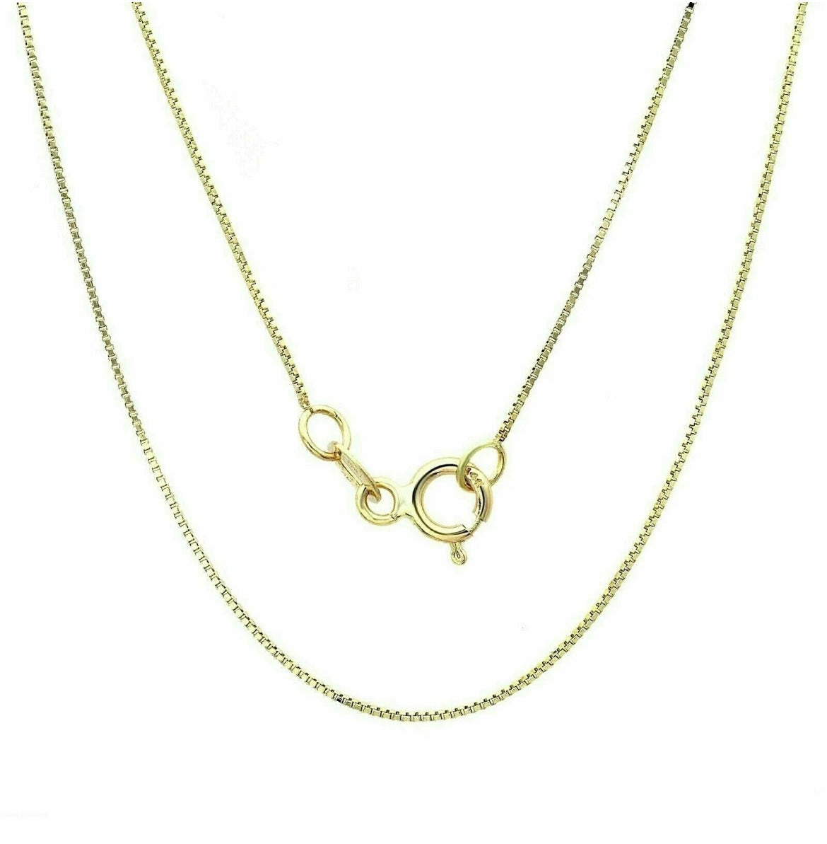 14K Solid Yellow Gold Box Necklace Chain 0.60 mm 20'' Inch Real Gold