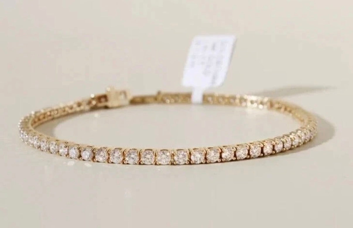 4.00 Ctw Certified Lab-Grown Diamond Tennis Bracelet – 14K yellow Gold, D–F Color, VS Clarity, 7-Inch The Eternal Elegance