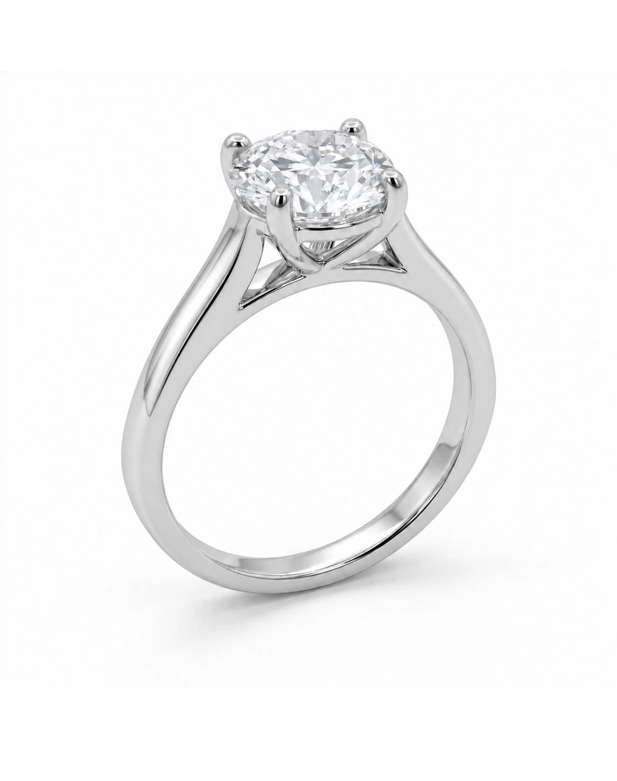 IGI 2.50 Ct Round Lab Grown Diamond Engagement Ring E VS1 14K White Gold Solitaire Tiffany style ￼