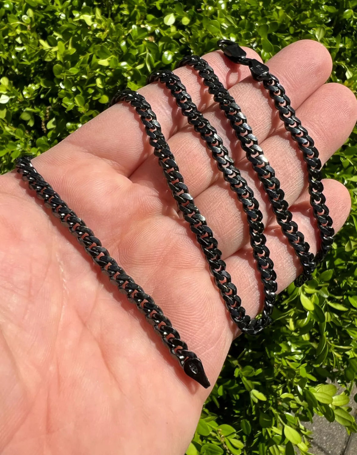 925 Sterling Silver Black Rhodium Miami Cuban Link Chain Solid 2mm 2.5mm Italy