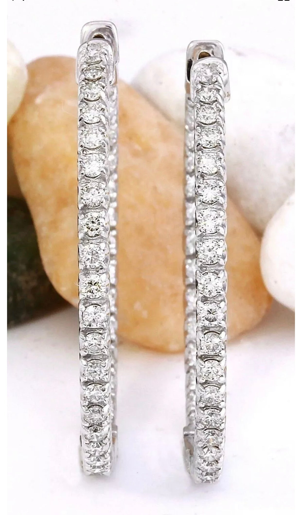 Lab-Grown Diamond Inside-Out Hoop Earrings – 2.00 to 5.00 Carat, 14K White Gold, 24mm