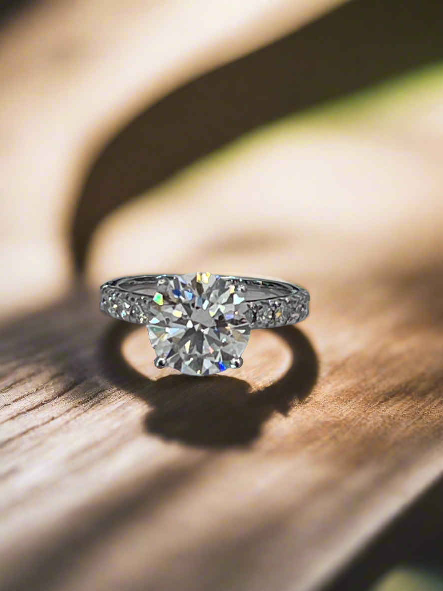 Certified 3.55 Carat E VS2 Lab Grown Diamond Engagement Ring 14K White Gold