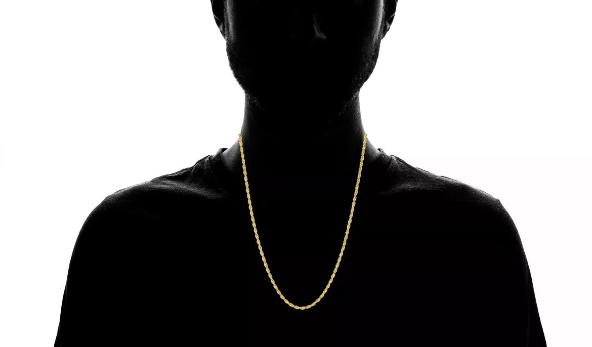 18K Solid Gold Hollow Rope Chain Necklace Men Women Genuine 18k Gold 16''-30''