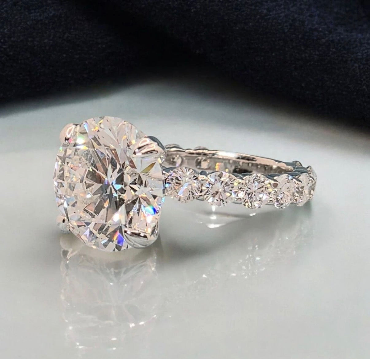 5.00 CTTW Round Lab Grown Diamond Engagement Ring 4CT IGI Certified E VS1 14K Gold
