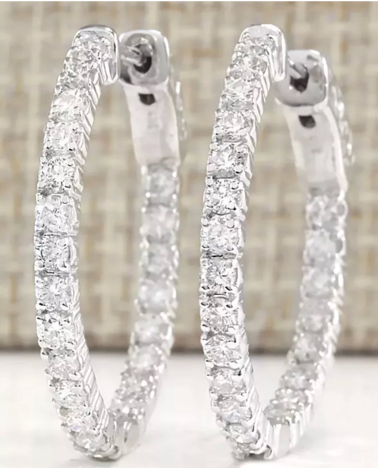 2.00 to 5.00 Carat Lab-Grown Diamond Inside-Out Hoop Earrings – 14K White Gold, 24mm