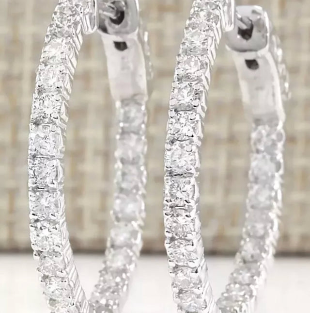 2.00 to 5.00 Carat Lab-Grown Diamond Inside-Out Hoop Earrings – 14K White Gold, 24mm