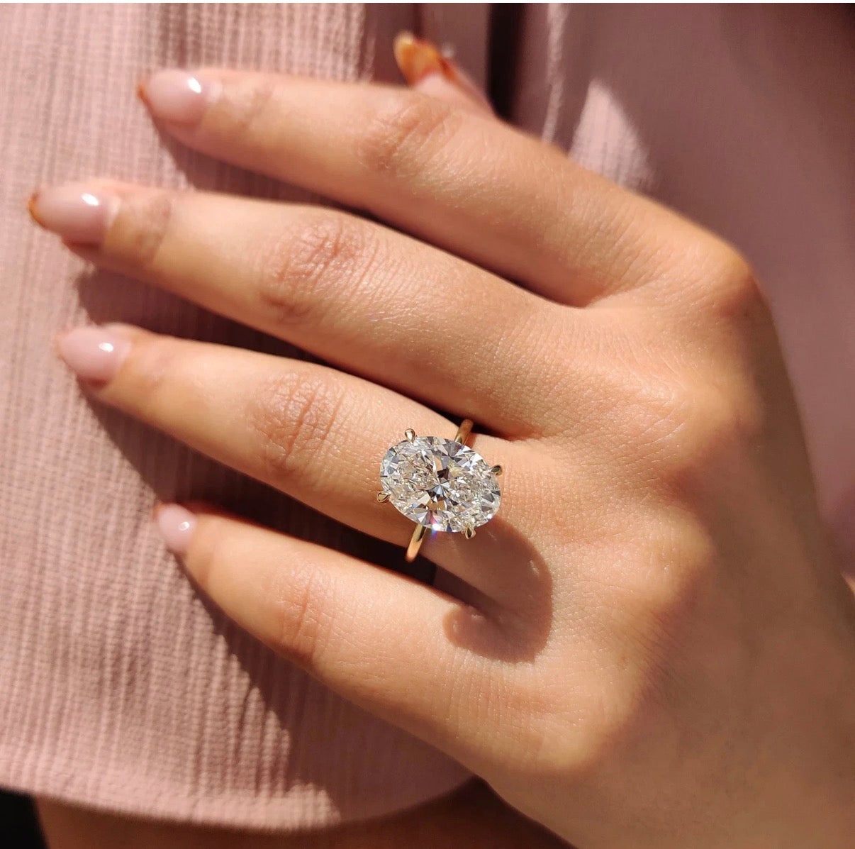IGI Certified 5.07 CT Oval Cut Lab-Grown Diamond Hidden Halo Pave setting Engagement Ring in 14K Yellow Gold and white Gold