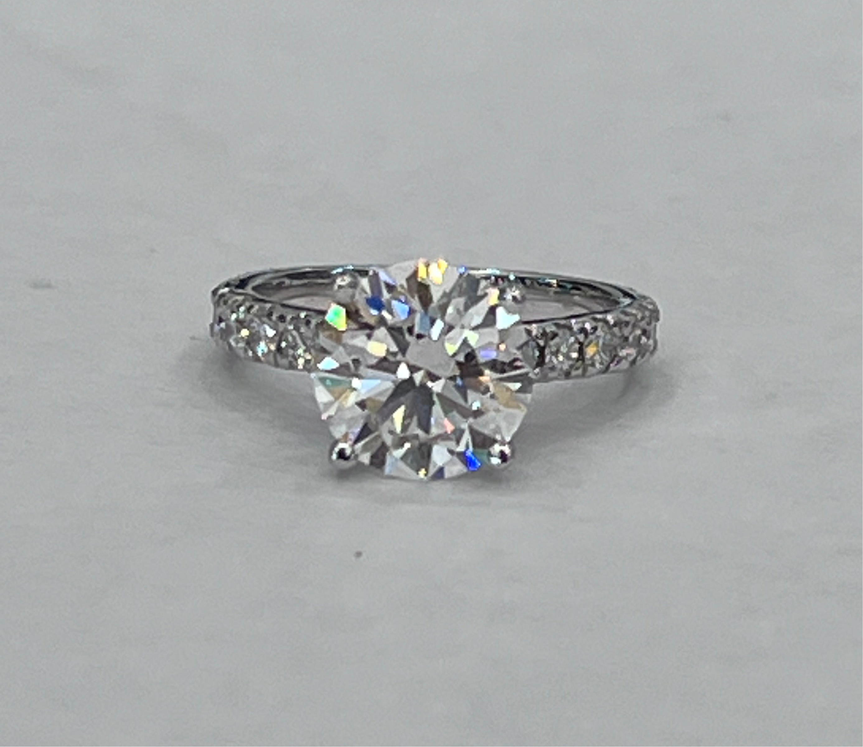 Certified 3.55 Carat E VS2 Lab Grown Diamond Engagement Ring 14K White Gold