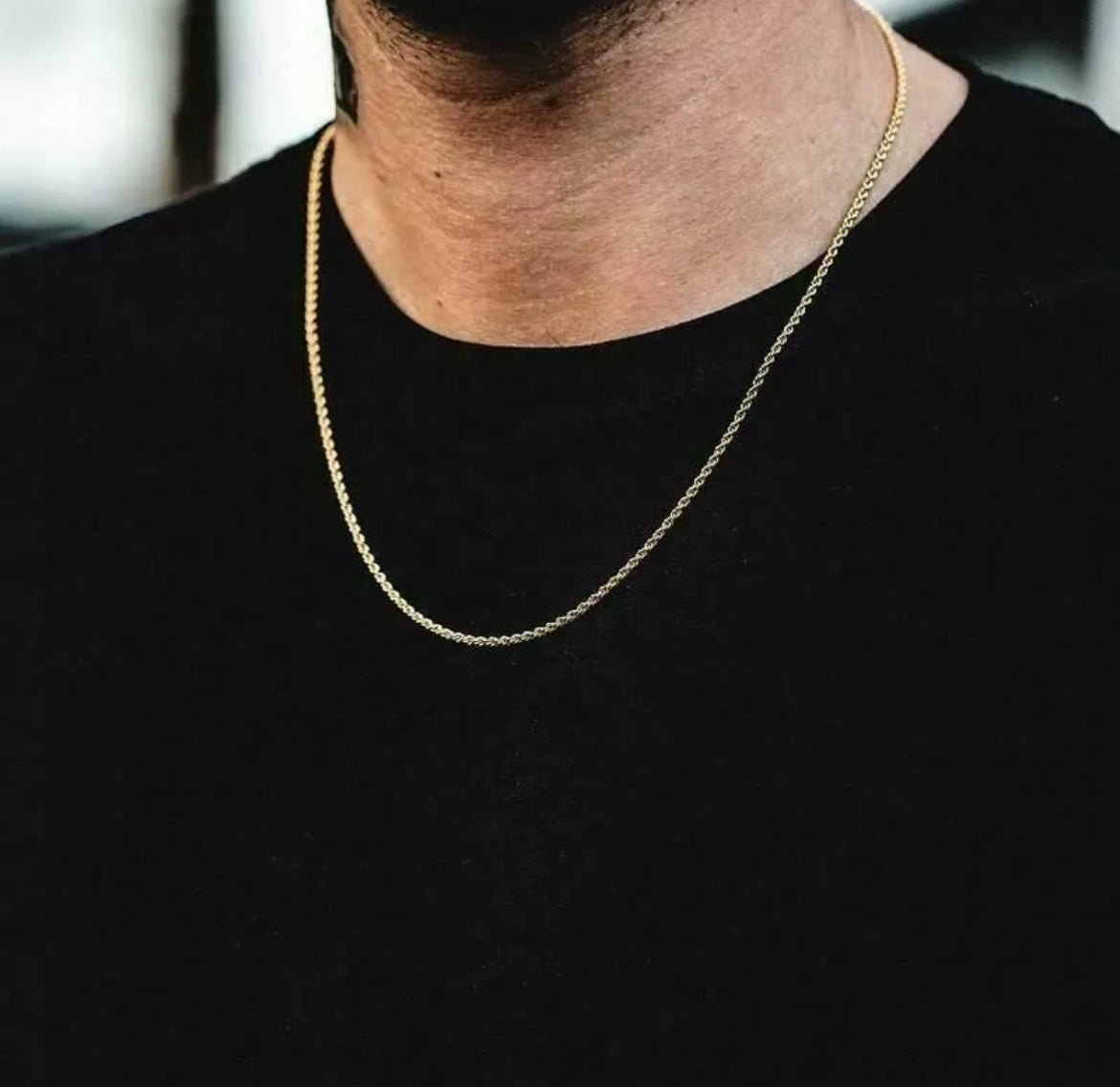14K Yellow Gold Necklace Gold Hollow Rope Chain 1.8 mm 16''-30'' Genuine