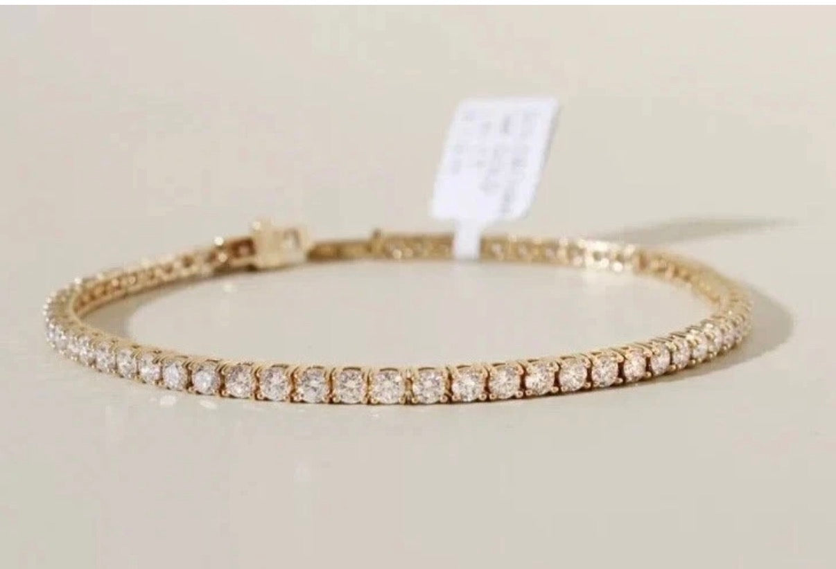 4.00 Ctw Certified Lab-Grown Diamond Tennis Bracelet – 14K yellow Gold, D–F Color, VS Clarity, 7-Inch The Eternal Elegance