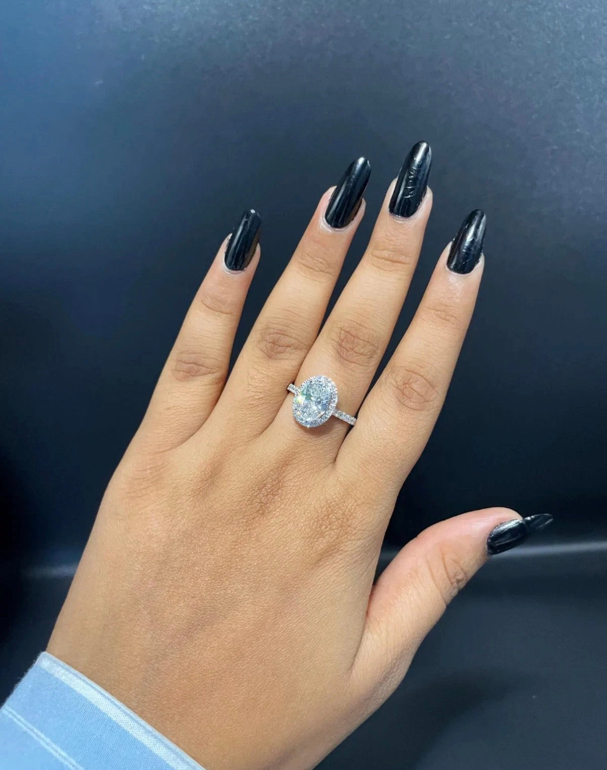 IGI 3.00Ct Oval Cut E VS1 Lab Grown Diamond Engagement Ring in 14K available in white cold, yellow gold or Two-Tone Gold