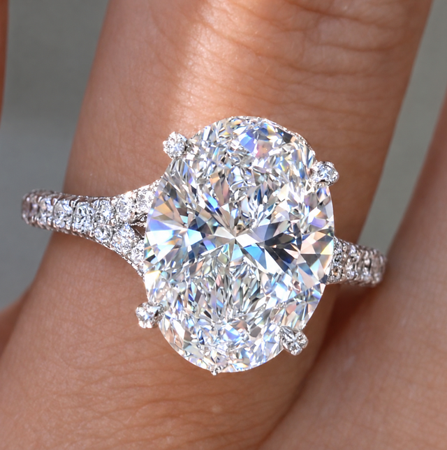 GI Certified 11.50 Ct Oval Lab Grown Diamond Halo Ring Solid 14K White Gold | Size 7 F Color VVS2 Clarity The Luxury Look You Want. The Value You Deserve.