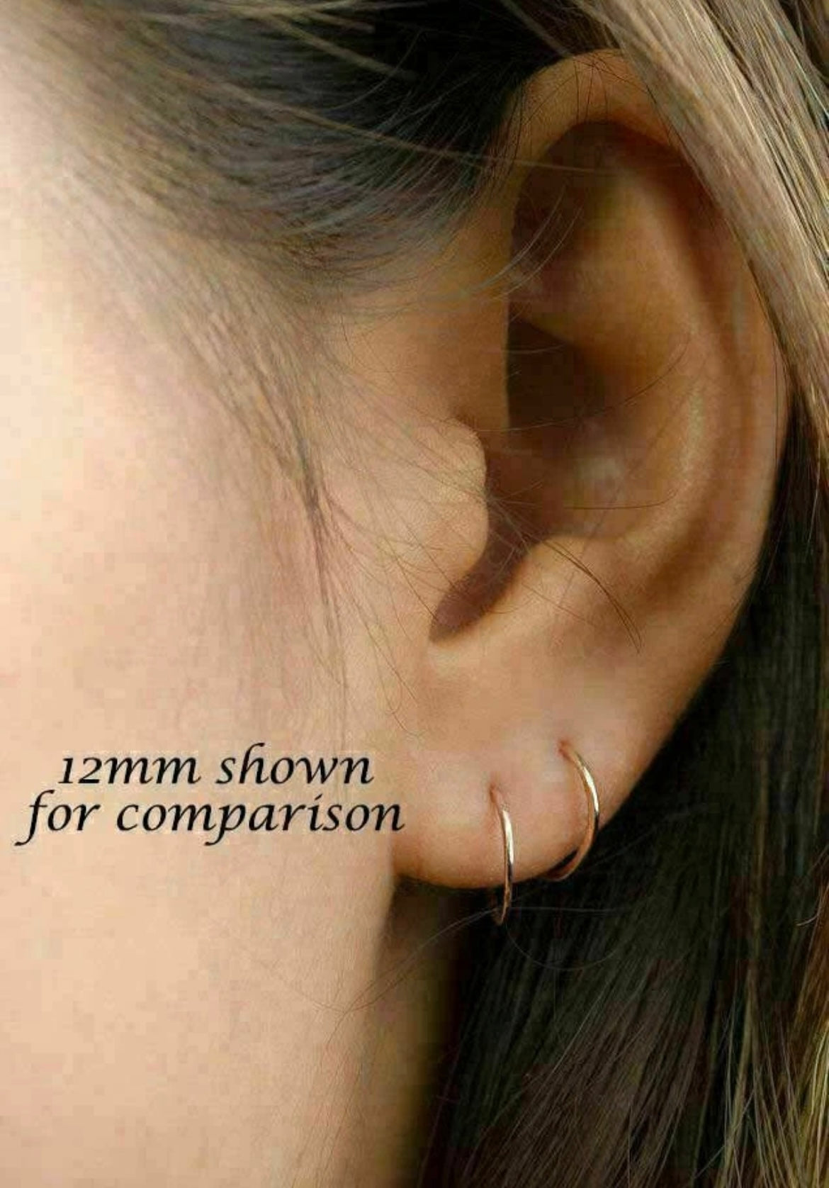 14K Yellow Gold Unisex Endless Hoop Earrings 10mm 12mm 14mm 16mm 18mm 21mm
