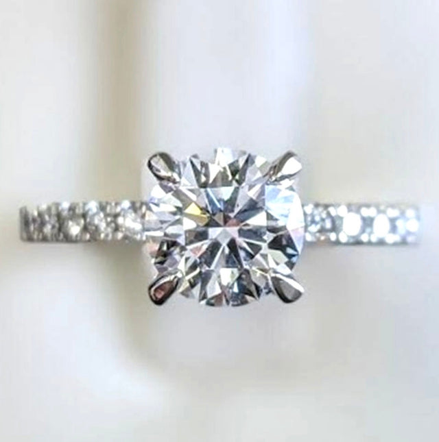 3.55 carat Round Cut IGI Certified Lab Grown Diamond Engagement Ring VVS2 E White Gold 14k
