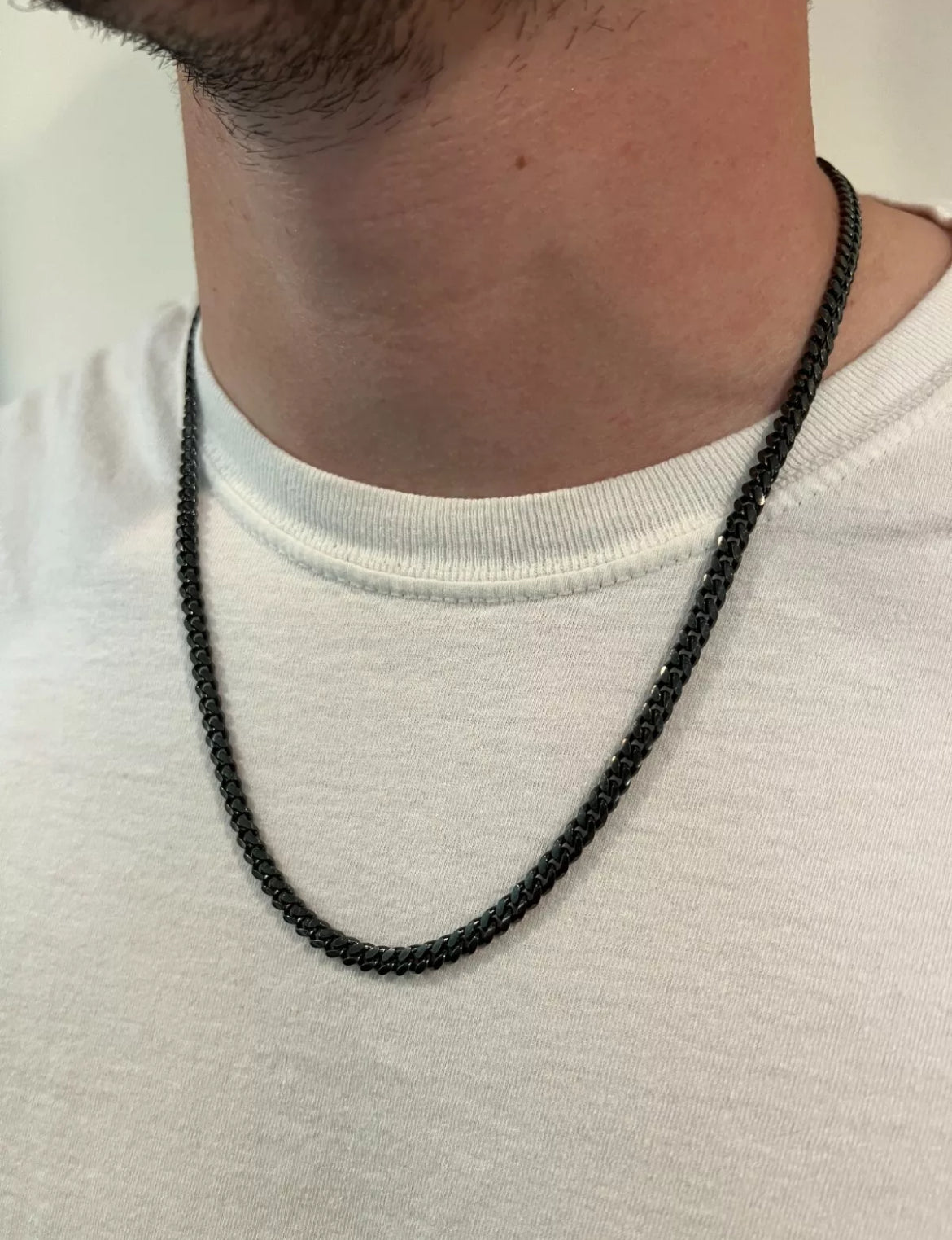 925 Sterling Silver Black Rhodium Miami Cuban Link Chain Solid 2mm 2.5mm Italy
