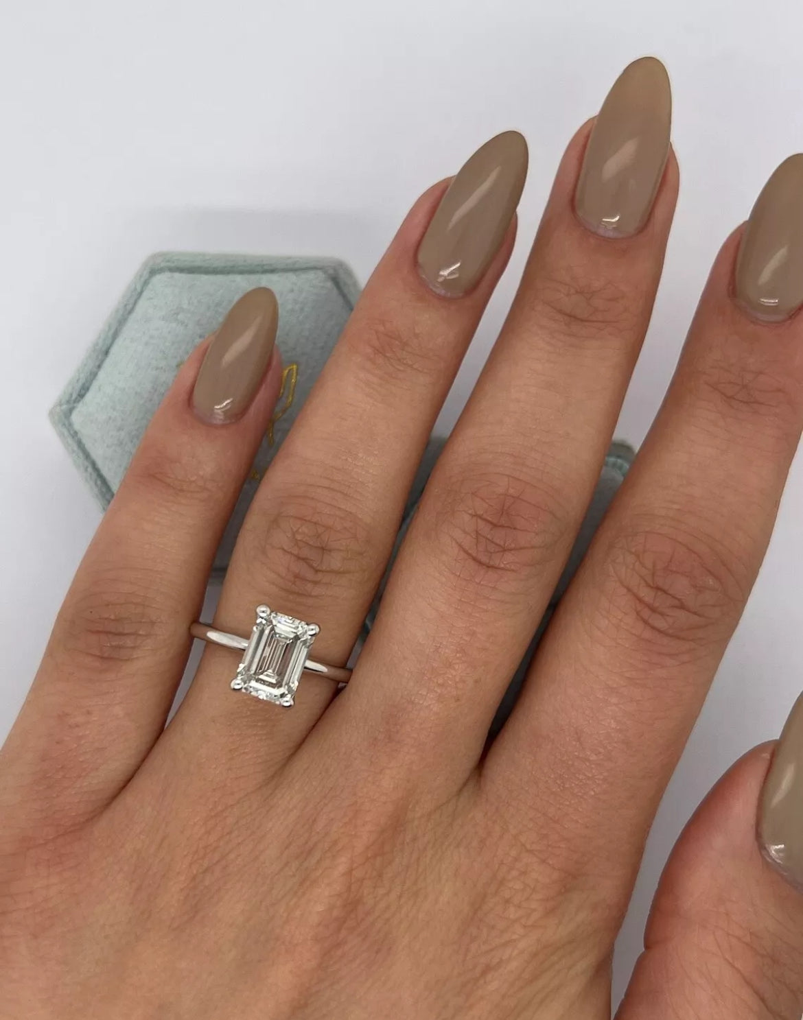 3.06 Ct F VS1 Emerald Cut Solitaire Lab Grown Diamond Ring IGI Certified 14 Gold