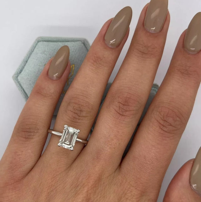 3.06 Ct F VS1 Emerald Cut Solitaire Lab Grown Diamond Ring IGI Certified 14k Gold