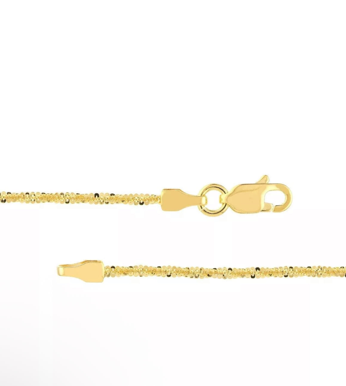 1.50mm Rock Sparkle Twisted Chain Necklace Real Solid 14K Yellow Gold