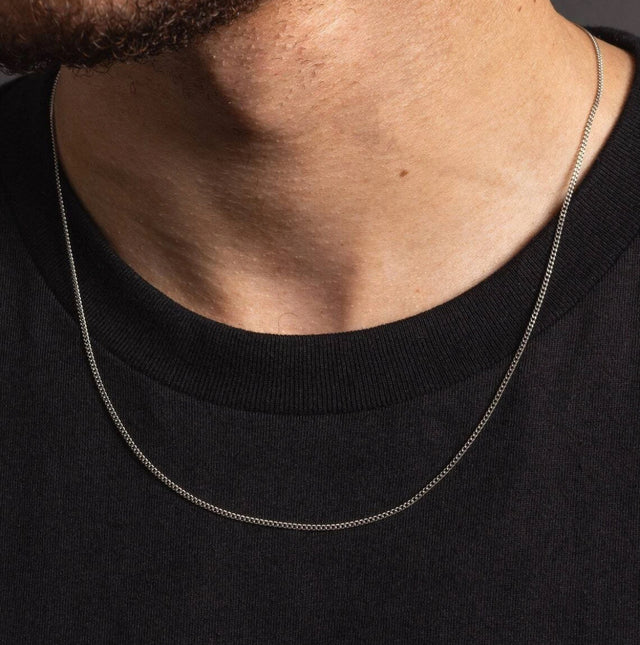 925 Sterling Silver Curb Cuban Chain Necklace – 1.3mm Men’s Classic