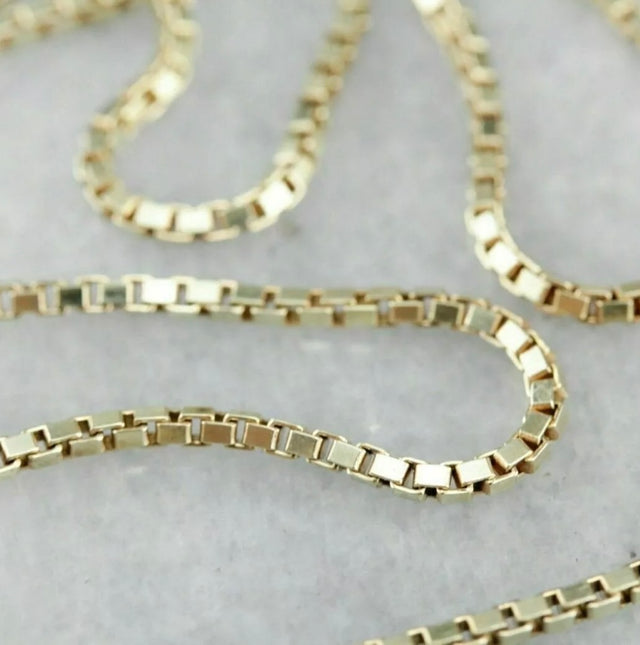 14K Solid Yellow Gold Box Necklace Chain 0.60 mm 20'' Inch Real Gold