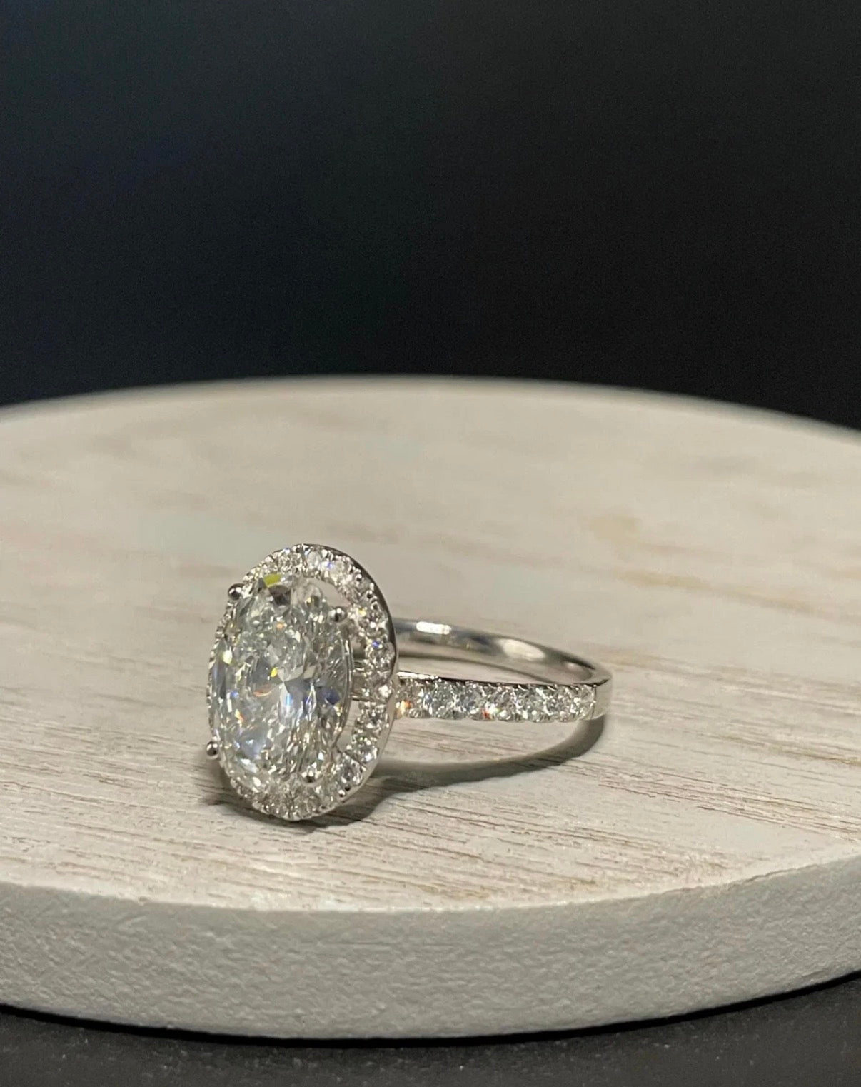 IGI 3.00Ct Oval Cut E VS1 Lab Grown Diamond Engagement Ring in 14K available in white cold, yellow gold or Two-Tone Gold