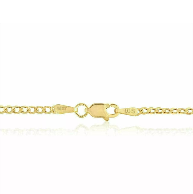 14K Solid Yellow Gold Cuban 2mm Chain Necklace 16