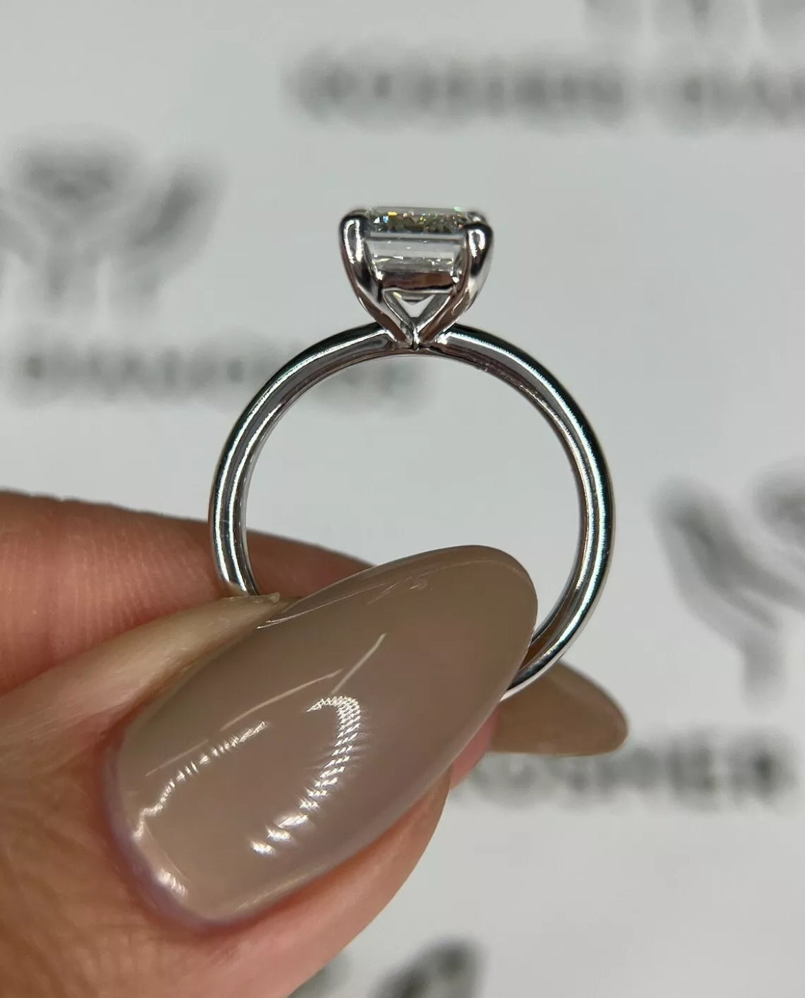3.06 Ct F VS1 Emerald Cut Solitaire Lab Grown Diamond Ring IGI Certified 14 Gold
