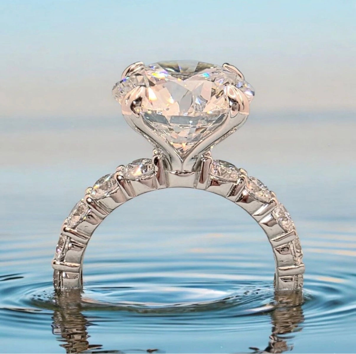 5.00 CTTW Round Lab Grown Diamond Engagement Ring 4CT IGI Certified E VS1 14K Gold