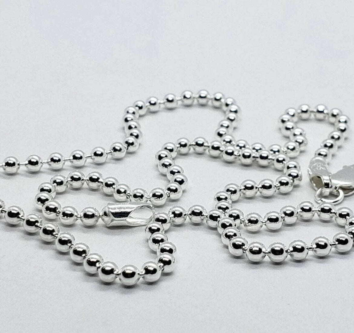925 Sterling Silver Ball Bead Chain 4mm Necklace .925 Italy - All Sizes