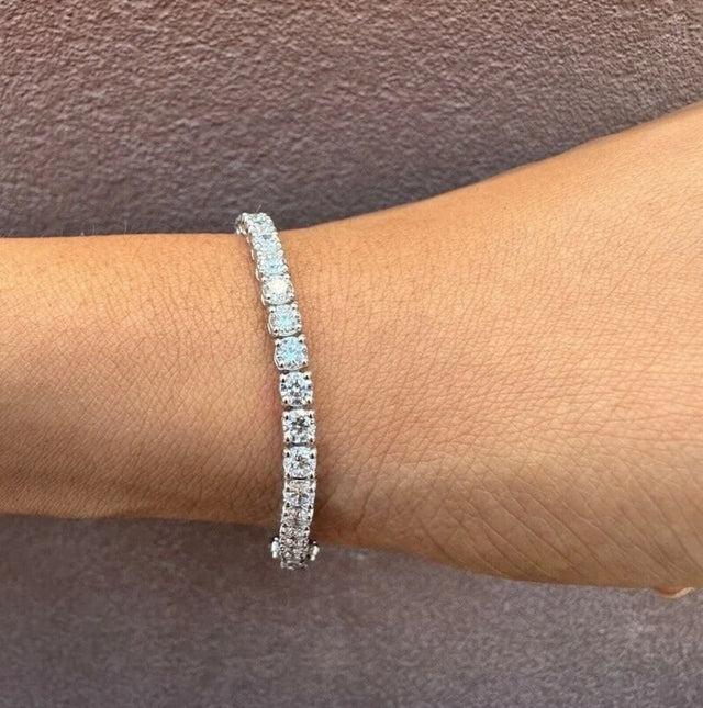 7.00 Ctw Lab-Grown Diamond Tennis Bracelet – 14K White Gold, D–F Color, VS Clarity, 7-Inch