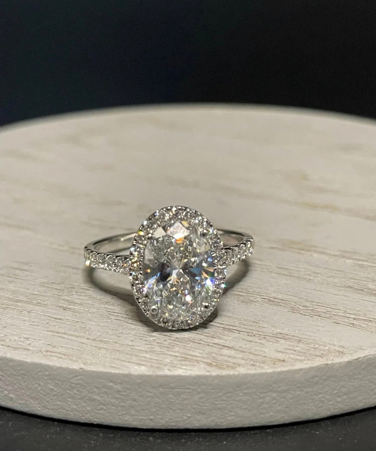 IGI 3.00Ct Oval Cut E VS1 Lab Grown Diamond Engagement Ring in 14K available in white cold, yellow gold or Two-Tone Gold