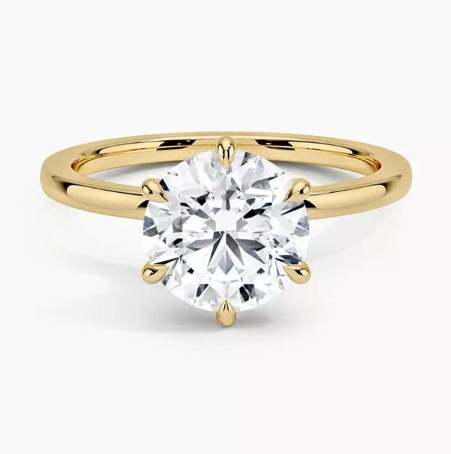 Certified F/VS 1 Ct - 3 Ct Diamond Solitaire 14k Gold Engagement Ring Lab Grown