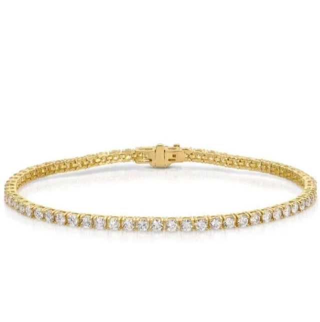 4.00 Ctw Certified Lab-Grown Diamond Tennis Bracelet – 14K yellow Gold, D–F Color, VS Clarity, 7-Inch The Eternal Elegance